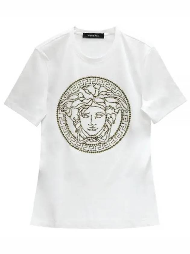 Women's Medusa Studded Short Sleeve T-Shirt White - VERSACE - BALAAN 2