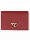 Small Saffiano Leather Half Wallet Red - PRADA - BALAAN 1