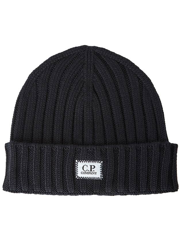 Extra Fine Merino Wool Logo Beanie Navy - CP COMPANY - BALAAN 2