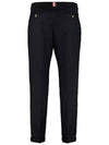 Low Rise Side Tab Wool Slacks Navy - THOM BROWNE - BALAAN 3