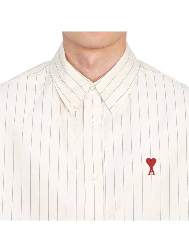 Camp Heart Embroidered Logo Short Sleeve Cream - AMI - BALAAN 6