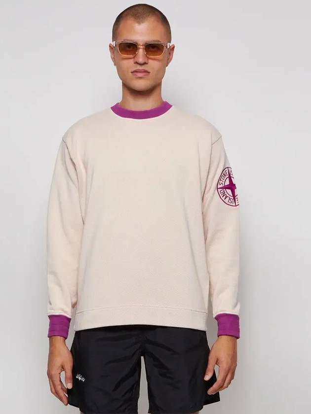 Embroidered Logo Two Tone Sweatshirt Purple Light Pink - STONE ISLAND - BALAAN 4