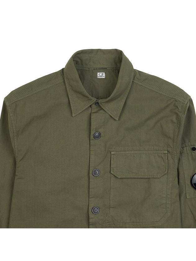 Lens Wappen Ripstop Shirt Zip Up Jacket Green - CP COMPANY - BALAAN 4