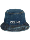 Embroidered Logo denim bucket hat navy - CELINE - BALAAN 4