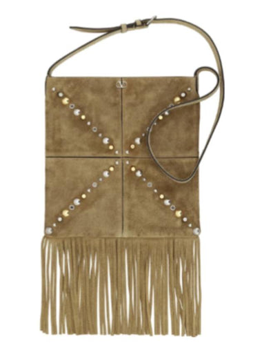 Nellcôte Embellished Fringed Edge Shoulder Bag Beige - VALENTINO - BALAAN 1