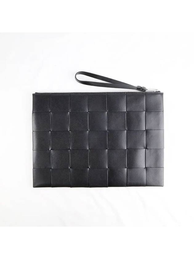 Intrecciato Weaving Strap Clutch Bag Black - BOTTEGA VENETA - BALAAN 3