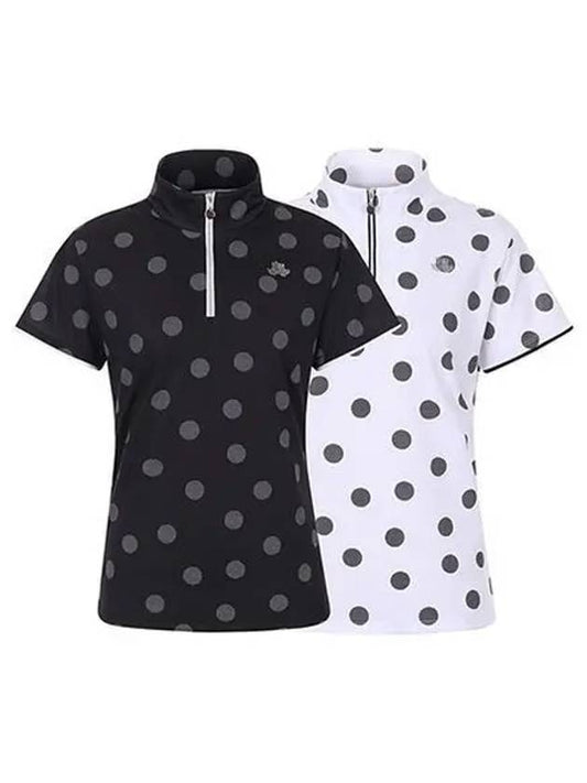 Dot Short Sleeve Button Down T-Shirt LS9511XI - BLACK&WHITE - BALAAN 1