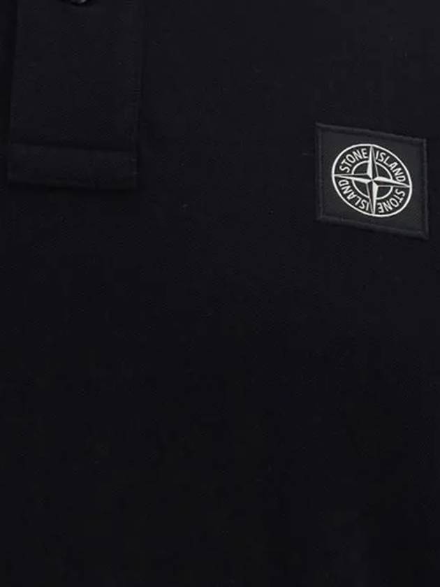 Pique Stretch Cotton Short Sleeve Polo Shirt Black - STONE ISLAND - BALAAN 4