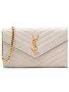 Monogram Matelasse Chain Shoulder Bag White - SAINT LAURENT - BALAAN 1