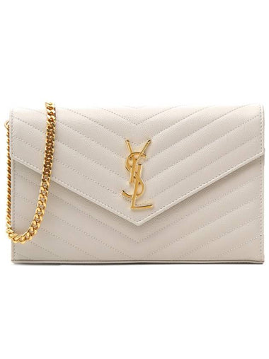 Monogram Matelasse Chain Shoulder Bag White - SAINT LAURENT - BALAAN 1