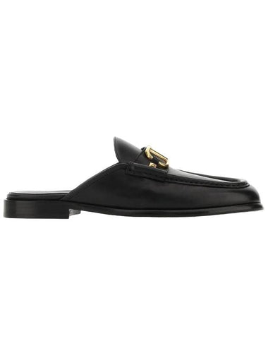 Signature V Logo Leather Bloafers Black - VALENTINO - BALAAN 1