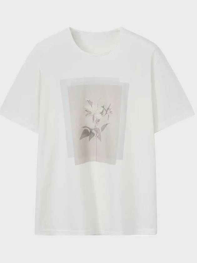 Layer Flower Print Short Sleeve T-Shirt White - NOIRER - BALAAN 3