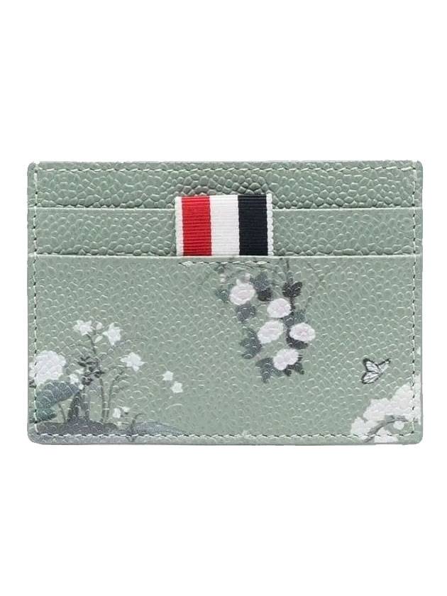 Flower Print Single Card Wallet Light Green - THOM BROWNE - BALAAN 1