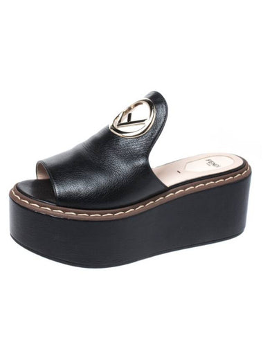 Logo Slippers Black - FENDI - BALAAN 1