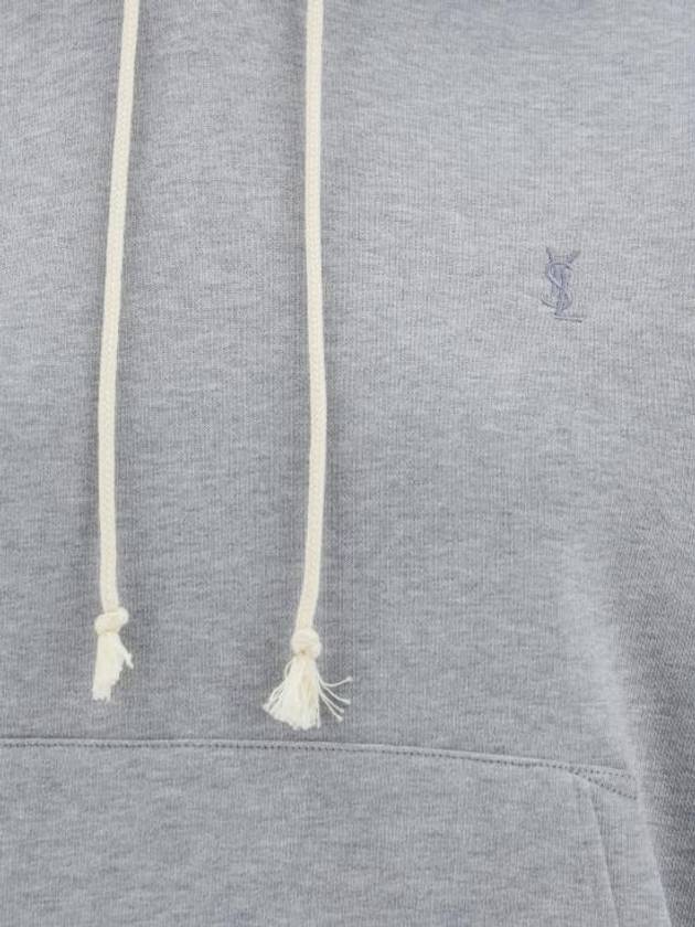 Cassandre Organic Cotton Hoodie Grey - SAINT LAURENT - BALAAN 4