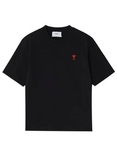 Small Heart Logo Boxy Fit Short Sleeve T-Shirt Black - AMI - BALAAN 2