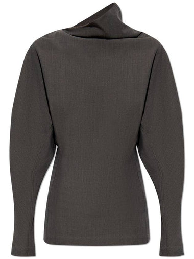 Bottega Veneta Top With Asymmetrical Neckline, Women's, Grey - BOTTEGA VENETA - BALAAN 1