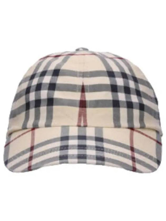 Check Cotton Ball Cap Stone Hat - BURBERRY - BALAAN 1