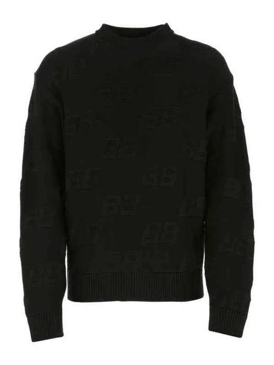 BB Monogram Round Neck Sweatshirt Black - BALENCIAGA - BALAAN 1