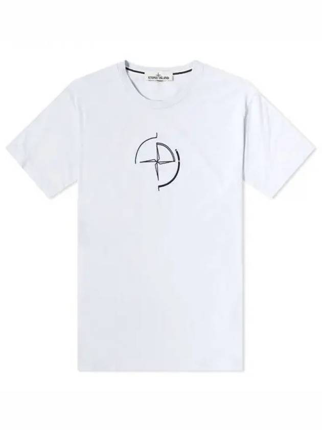 Men's Compass Embroidery Back Lettering Short Sleeve T-Shirt White - STONE ISLAND - BALAAN 2