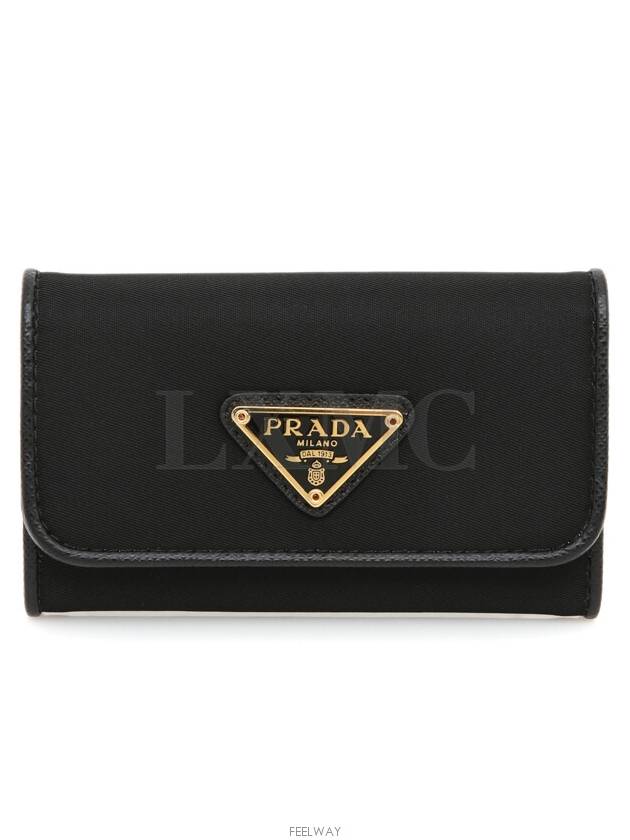 1PG004 Triangle Logo Re Nylon Key Wallet Card 6 - PRADA - BALAAN 1