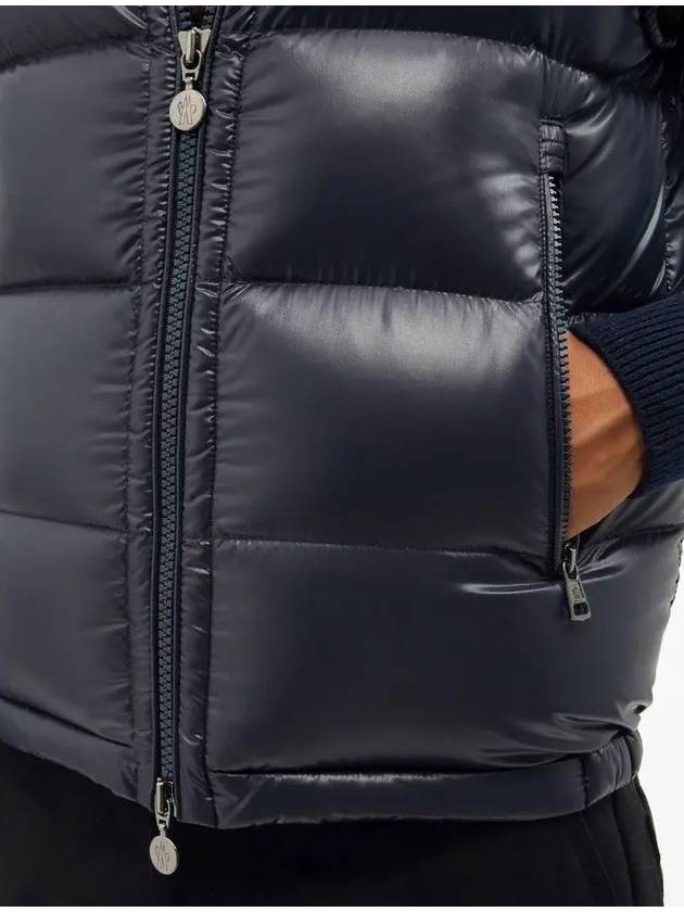 Bormes Bormes logo patch quilt down hood padded vest navy - MONCLER - BALAAN 4