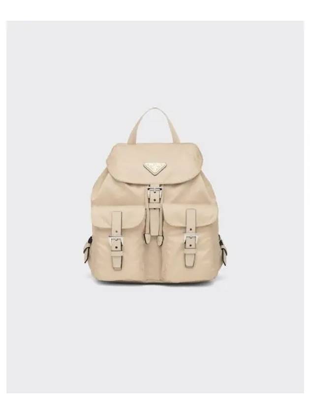 Triangle Logo Re Nylon Small Backpack Desert Beige - PRADA - BALAAN 2