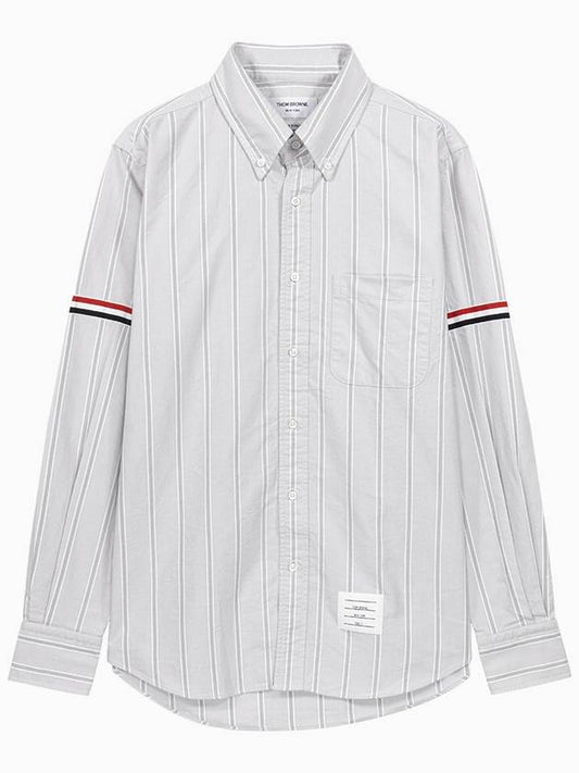 Striped Oxford Armband Straight Fit Long Sleeve Shirt - THOM BROWNE - BALAAN 2