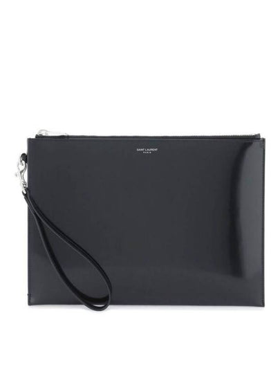 Patent Leather Clutch Bag Black - SAINT LAURENT - BALAAN 2