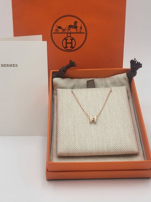 Mini Pop H Pendant Rose Gold & Blanc - HERMES - BALAAN 3