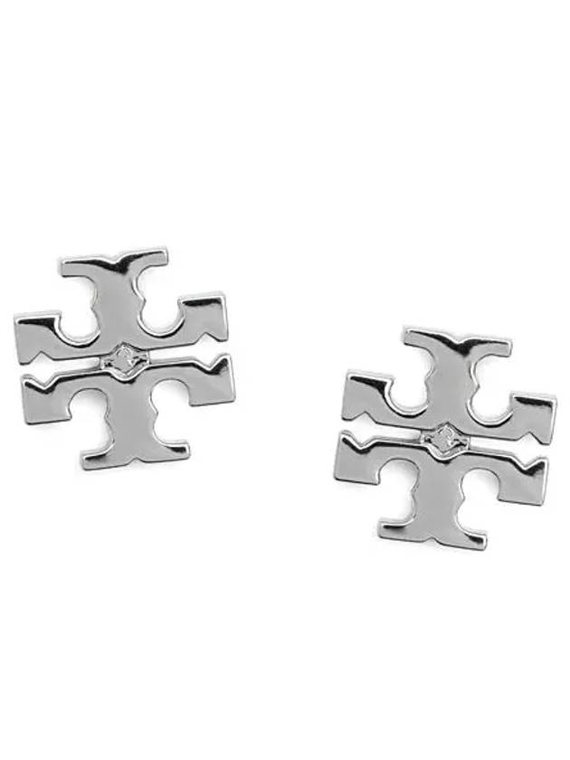 logo stud earrings silver - TORY BURCH - BALAAN.