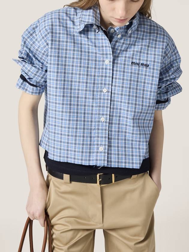 checked poplin shirt - MIU MIU - BALAAN 4