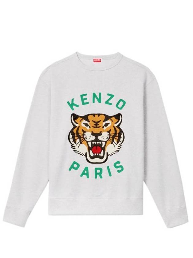 Lucky Tiger Embroidery Cotton Sweatshirt Pale Grey - KENZO - BALAAN 1