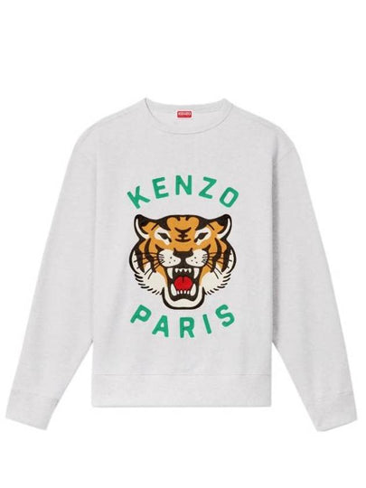 Lucky Tiger Embroidery Cotton Sweatshirt Pale Grey - KENZO - BALAAN 2