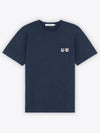 Double Fox Head Patch Classic T-Shirt Navy Melange - MAISON KITSUNE - BALAAN 2