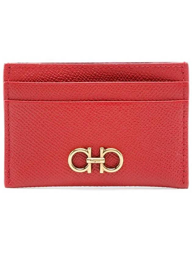 Gancini Card Wallet Lipstick Red - SALVATORE FERRAGAMO - BALAAN 2