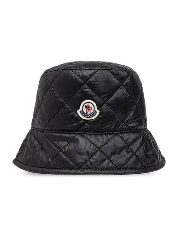 Logo Patch Quilted Bucket Hat Black - MONCLER - BALAAN 1