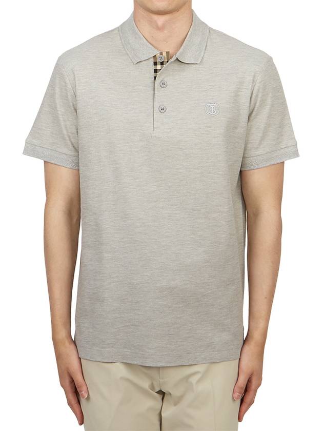 Embroidered Logo Short Sleeve Polo Shirt Grey - BURBERRY - BALAAN 2