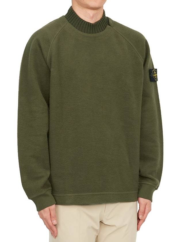 Garment Dyed Gauze Mock Neck Sweatshirt Green - STONE ISLAND - BALAAN 4