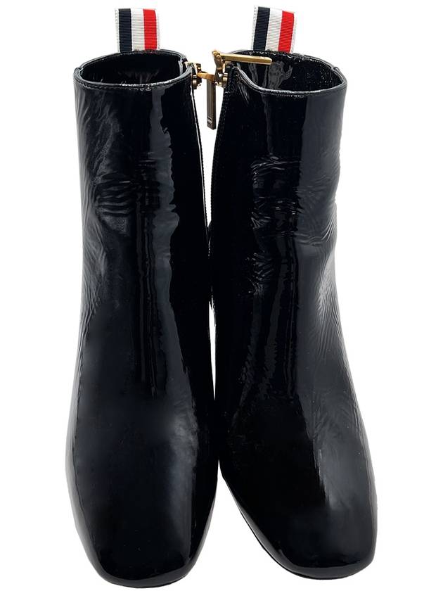 Black Soft Patent Leather Mid Ankle Boots N - THOM BROWNE - BALAAN 4