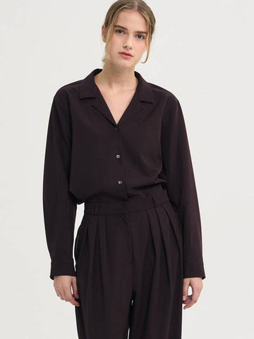 Modern Tencel Shirt Blouse Burgandy - SORRY TOO MUCH LOVE - BALAAN 1