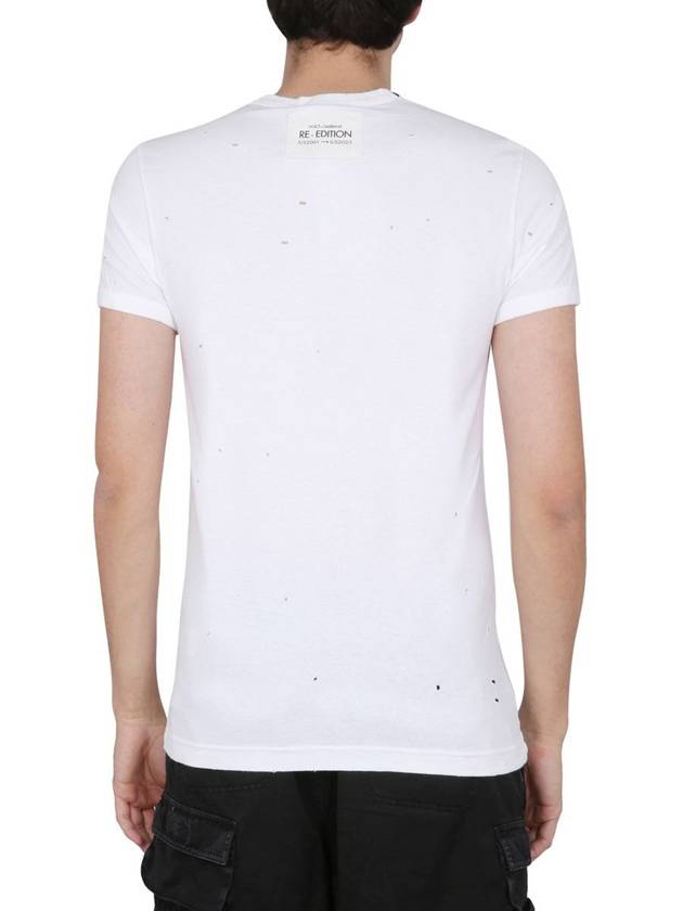 washed cotton V-neck short sleeve t-shirt white - DOLCE&GABBANA - BALAAN 4