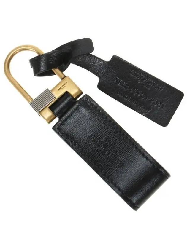 Tiny Cassandre Keyholder in Smooth Leather Black - SAINT LAURENT - BALAAN 3