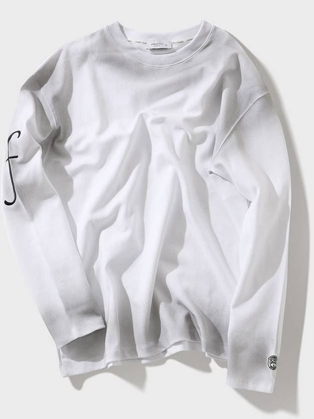 Stain Washed F Logo Long Sleeve T-Shirt White - FFEFF STUDIO - BALAAN 3