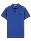 Men's Two Line Wappen Patch Cotton Short Sleeve Polo Shirt Blue Black - STONE ISLAND - BALAAN 1