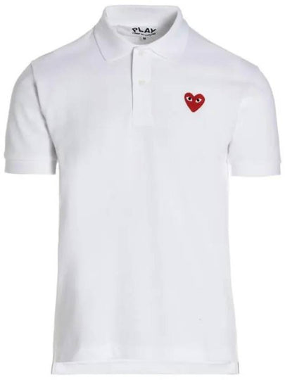 Heart Wappen Short Sleeve Polo Shirt White - COMME DES GARCONS PLAY - BALAAN 2