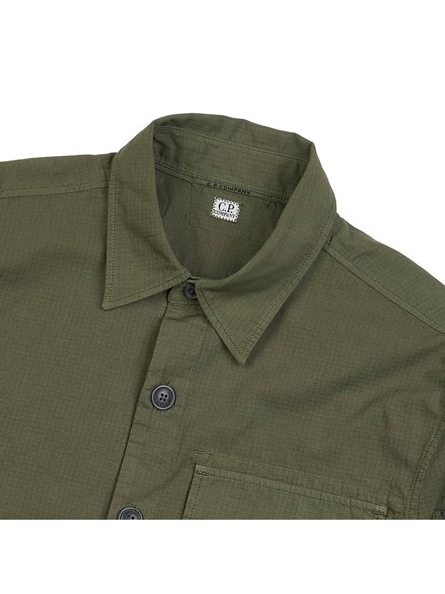 Lens Wappen Ripstop Shirt Zip Up Jacket Green - CP COMPANY - BALAAN 8