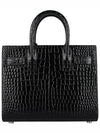 Sac De Jour Nano in Embossed Crocodile Shiny Leather Tote Bag Black - SAINT LAURENT - BALAAN 6