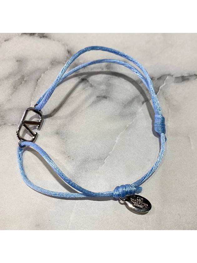 Silver V Logo Signature Bracelet Blue - VALENTINO - BALAAN 7