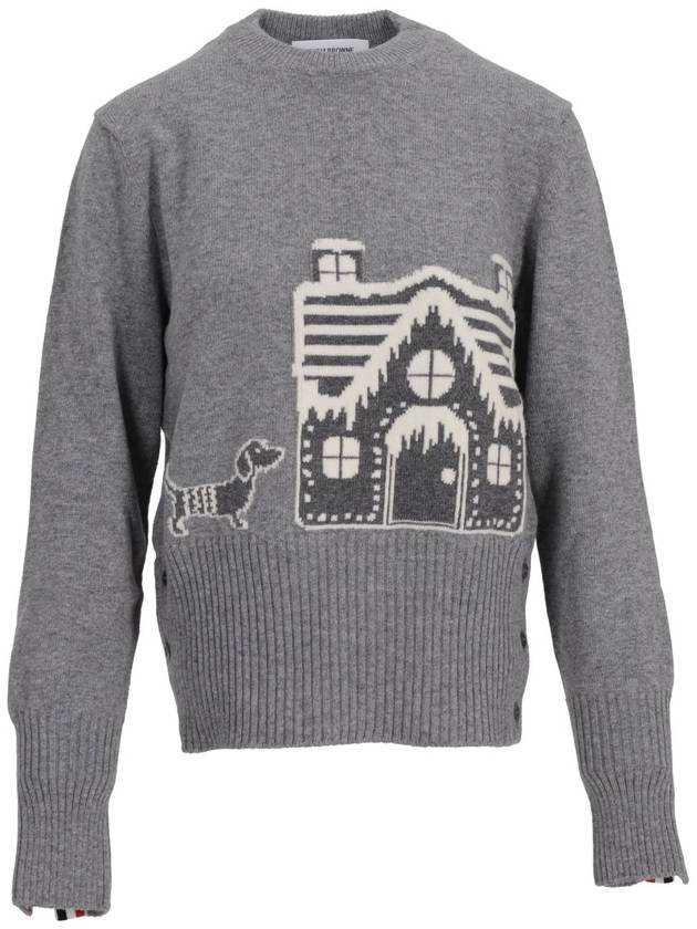 Holiday Scenery Classic Crew Neck Knit Top Gray - THOM BROWNE - BALAAN 2